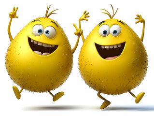 Joyful Yellow 3D Cartoon Characters