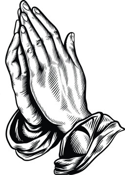 hand drawn vector illustration of praying hands