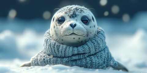 Adorable Seal Pup in a Cozy Winter Sweater