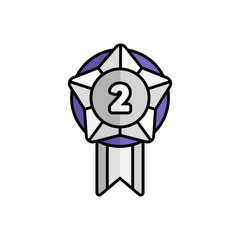 Silver Badge Icon With Lineal Color Design Style