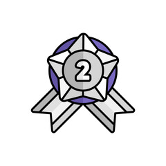 Silver Badge Icon With Lineal Color Design Style