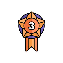 Bronze Badge Icon With Lineal Color Design Style