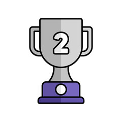 Silver Trophy Icon With Lineal Color Design Style