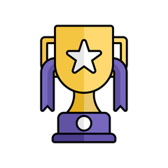 Gold Trophy Icon With Lineal Color Design Style