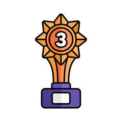 Bronze Trophy Icon With Lineal Color Design Style