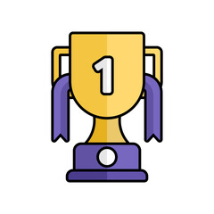 Gold Trophy Icon With Lineal Color Design Style