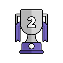Silver Trophy Icon With Lineal Color Design Style