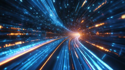 Naklejka premium Digital Speed: A Journey Through the Data Stream