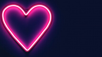 Pink Neon Heart On Dark Background