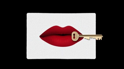 Unlocking Secrets: Key and Red Lips Symbolizing Silence and Mystery