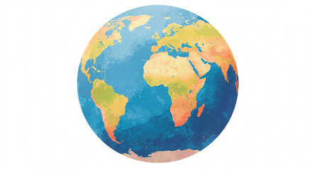 Fototapeta premium Stunning Watercolor Earth Illustration Featuring Continents