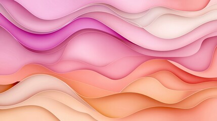 Obraz premium Textured Abstract Background with Flowing Waves in Soft Pinks, Purples, and Cream Tones