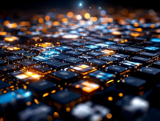 Obraz premium Glowing Circuit Board 3D Illustration