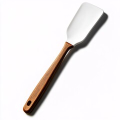 Fototapeta premium White Silicone Spatula with Wooden Handle on White Background