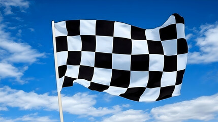 Checkered Flag in Sky Illustration