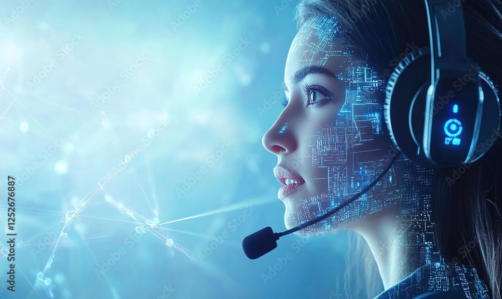 Poster ai future: exploring digital transformation and virtual assistance, enhancing communication globally