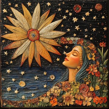 Celestial Folk Art Star Maiden