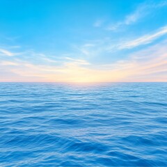 Fototapeta premium Serene Horizon Where Sea Meets Sky at Dawn with Gentle Waves