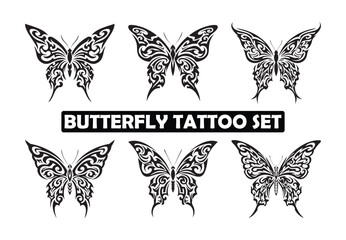 Tribal Butterfly Tattoo Set