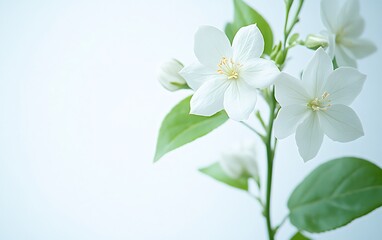 Obraz premium Delicate white flowers on pale background
