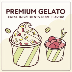 Gelato Cups with Fruit and Nuts Poster