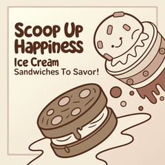  Ice Cream Sandwiches with Biscuit Cookies Poster