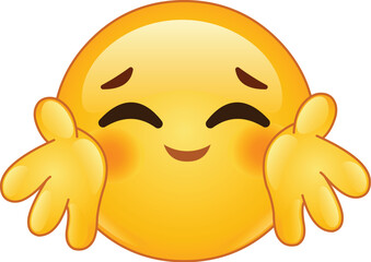 Smiling Emoji Emoticon Face with Open Hands Offering a Warm Hug