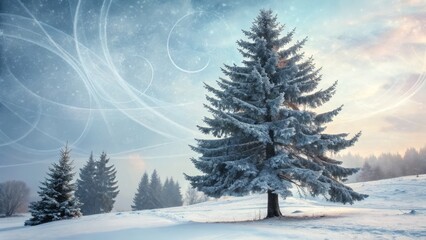 Obraz premium Winter Wonderland Multiple Exposure: Harmonious Snowy Scene, Studio Photography