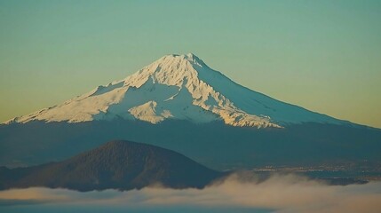 Majestic Snow-Capped Mountain Peaks in the Horizon with a Stunning Blue Sky Background