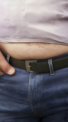 Realistic Image of a Man's Belly and Jeans