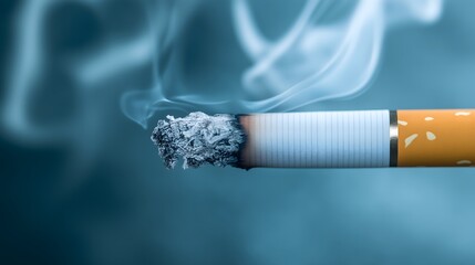 Smoke gracefully rises from a lit cigarette, capturing the intricate patterns of burning tobacco in a quiet atmosphere