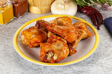 Raw marinated chicken drumstick for cooking