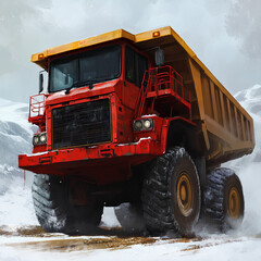 Obraz premium Big construction truck in mining, illustration