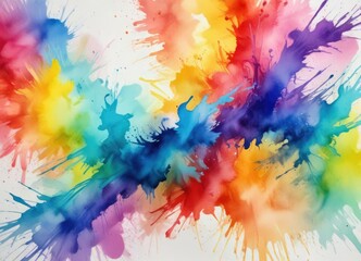 Obraz premium Multicolored abstract watercolor painting in rainbow colors on paper, variety, contemporary, blending