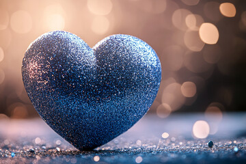 Fototapeta premium Sparkling blue heart with shimmering glitter for magical romantic celebrations