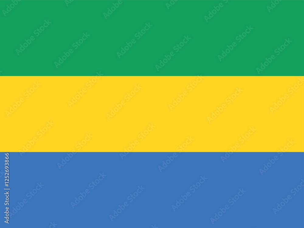 Poster flag of gabon. flag icon. standard color. standard size. a rectangular flag. computer illustration. 