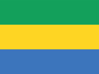 Flag of Gabon. Flag icon. Standard color. Standard size. A rectangular flag. Computer illustration. Digital illustration. Vector illustration.
