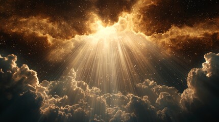 Majestic Sunlight Breaking Through Heavenly Clouds: A Celestial Display of Light and Wonder