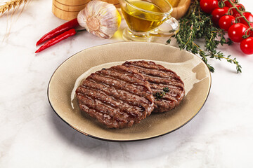 Grilled beef cutlet for burger