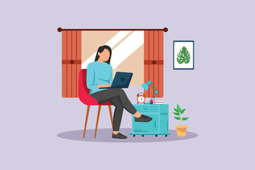 Working from home concept. Colored flat vector illustration isolated.