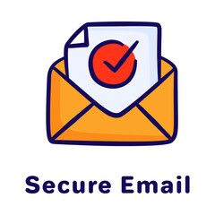 Secure Email Icon – Verified and Protected Email Communication- Vector Hand Drawn Icon