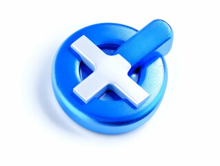 Fototapeta premium 3D Blue Metallic X Icon Illustration