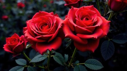 Naklejka premium red roses on black background