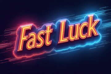 Dynamic Neon Fast Luck Sign with Glowing Trails Abstract Background