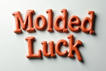 Molded Clay Letters Spelling Out Molded Luck on White Background