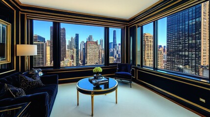 Luxury Cityscape View from Penthouse Apartment