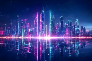 Fototapeta premium Neon Cityscape Illustration