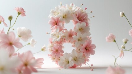 International Women Day. 8 March Typography with Love and Floral Concept banner, greeting card, Social Media template.