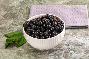 Ripe black currant in the bowl