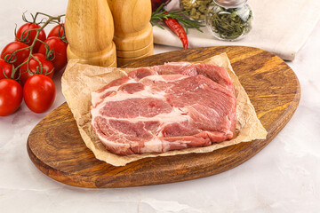 Raw pork neck steak sirloin